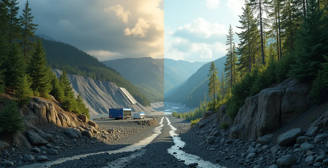 Installation minière moderne en Ontario utilisant des technologies propres pour illustrer le découplage économique