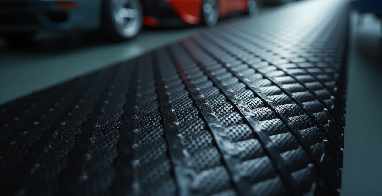 Gros plan sur des composites de carbone utilisés dans l'industrie aérospatiale et automobile québécoise