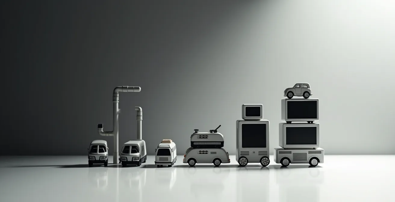 Infographie montrant les différentes sources d'émissions dans une PME avec des proportions visuelles