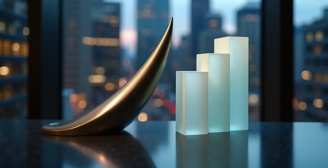 Graphique abstrait montrant deux courbes de protection des taux d'intérêt avec architecture canadienne en arrière-plan