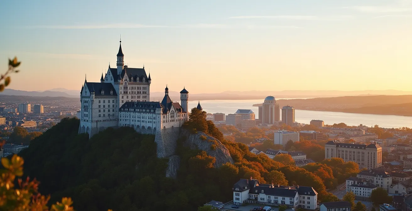 Vue panoramique du Vieux-Québec avec le Château Frontenac et édifices gouvernementaux modernes en arrière-plan