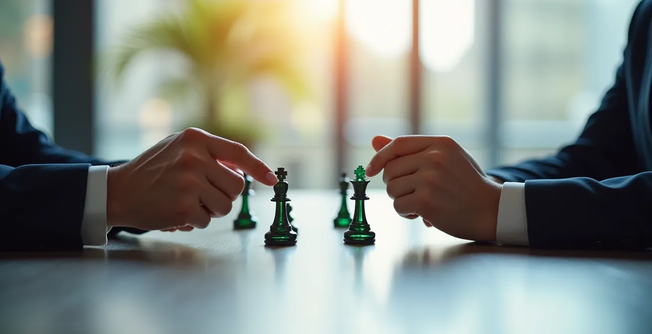 Représentation visuelle de l'équilibre dans une négociation de term sheet entre fondateurs et investisseurs